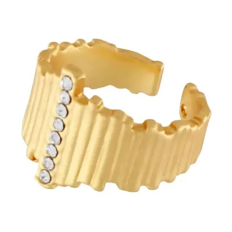 DANSK Justerbar Gullbelagt Ring med Zirkonia