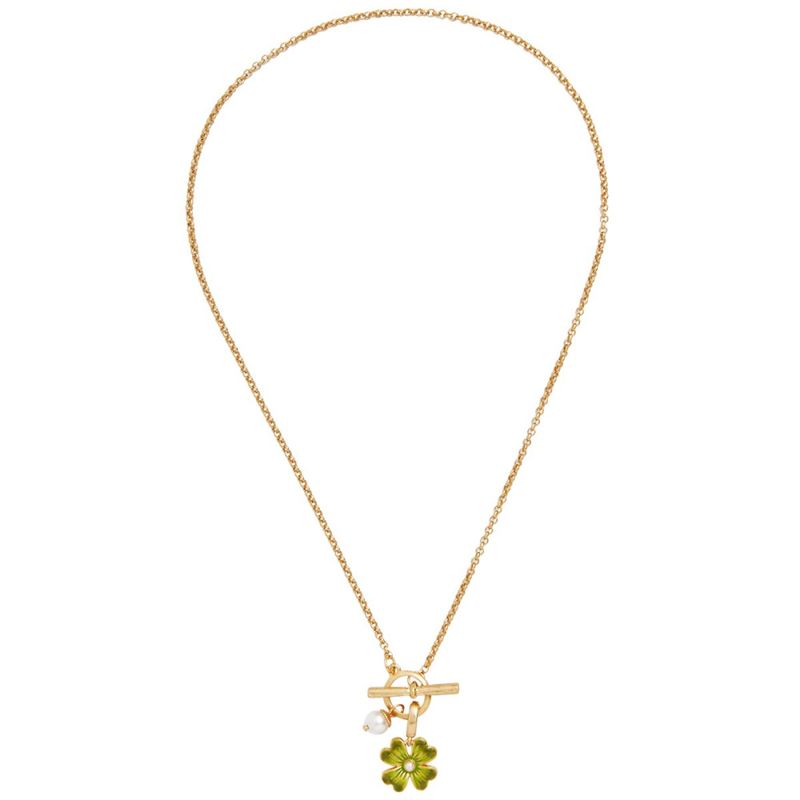 Fable England Lucky Clover & Pearl Toggle Halskjede