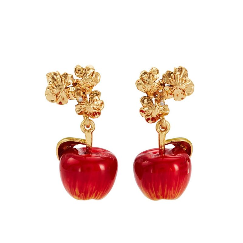 Fable England Apple Blossom Drop Earrings – øredobber med eple og blomster