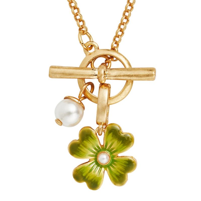 Fable England Lucky Clover & Pearl Toggle Halskjede
